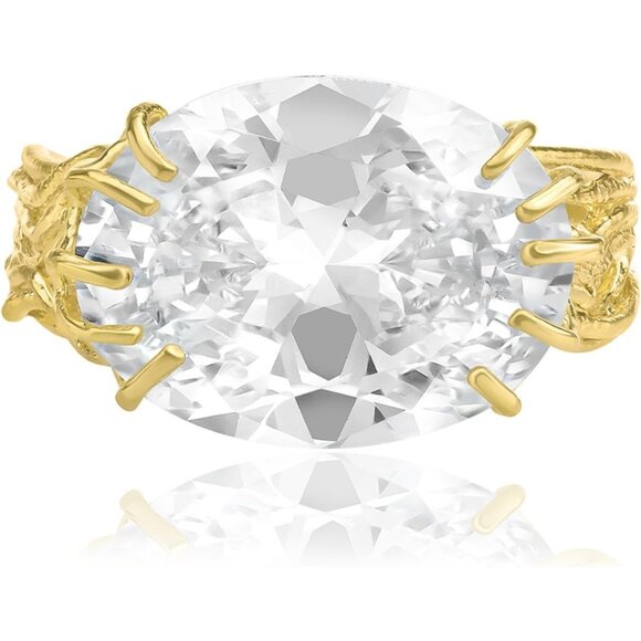 Women's 14K Gold Over Sterling Silver Statement Rings With 7.75 TCW Morganite - Picture 5 of 8